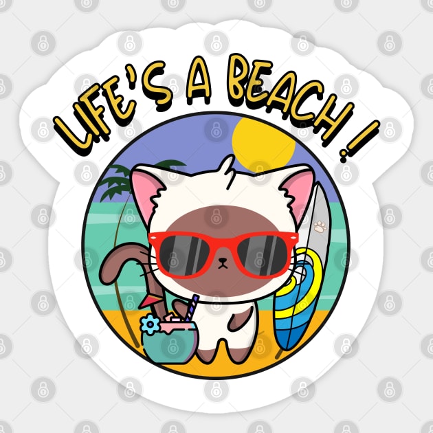 Life's a beach White Cat Sticker by Pet Station